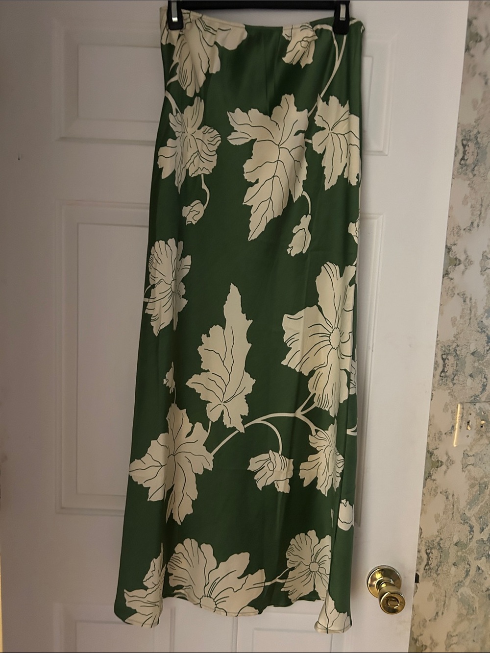 ASOS Green Maxi Skirt with Cream Floral Print